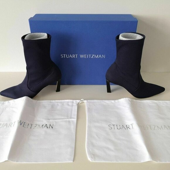 NIB STUART WEITZMAN Navy Blue Portofino Etna Rapture 75 Boots Booties Shoes 6 - Picture 12 of 12